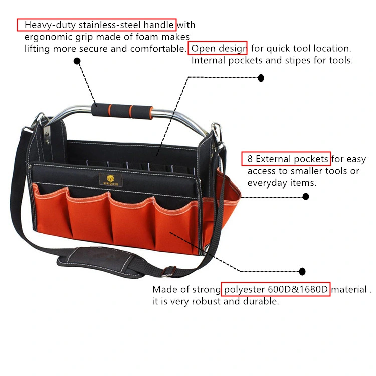 OEM Foldable Folding Portable Car Detailing Tool Bags with Steel Tubular Handle Hot Sale Tool Bag